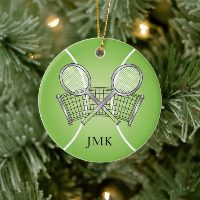 Green Tennis Ball | Personalisieren Keramikornament (Baum)