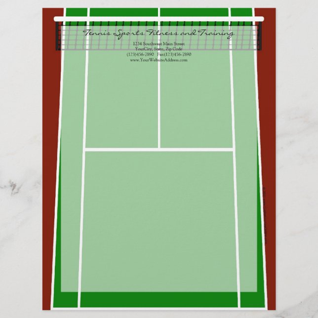 Green Tennis Court Design Briefbogen (Vorderseite)