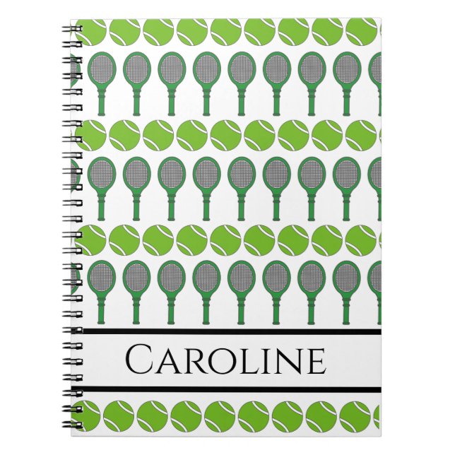 Green Tennis Rackets and Balls Sports Lover Fan Notizblock (Vorderseite)