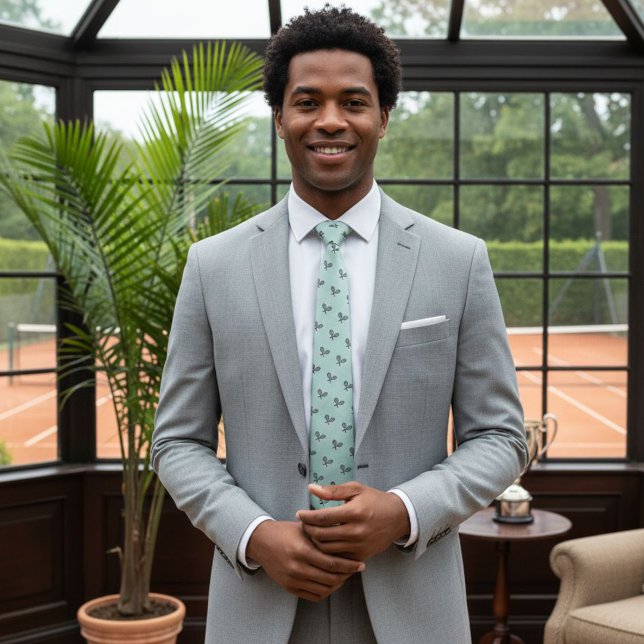 Green tennis tie, racket tie, funny wedding tie krawatte (Von Creator hochgeladen)