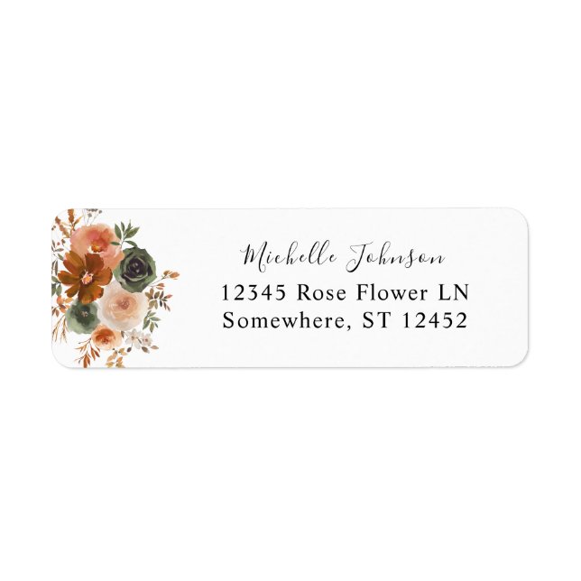 Green & Terra Cotta Floral Return Label (Vorne)