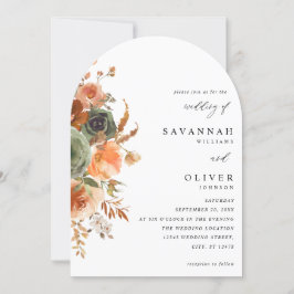 Green & Terra Cotta Floral Wedding Arch Einladung