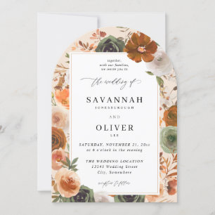 Green & Terra Cotta Floral Wedding S2 VLN- Arch Be Einladung