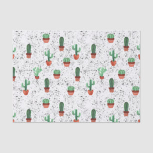 Green Terracotta Cactus Pots Spritzer Pattern Seidenpapier