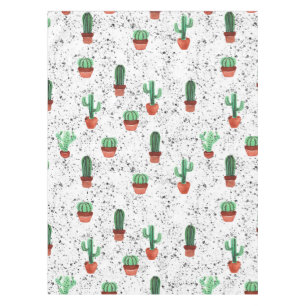 Green Terracotta Cactus Pots Spritzer Pattern Tischdecke