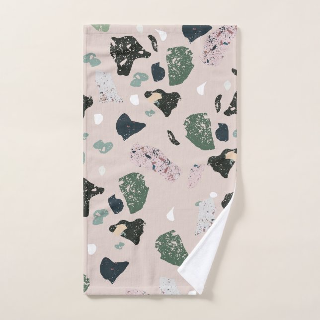 Green Terrazzo Muster Badhandtuch Set (Handtuch)