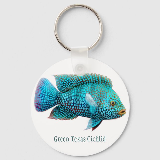 Green Texas Cichlid Fisch Schlüsselanhänger (Vorderseite)