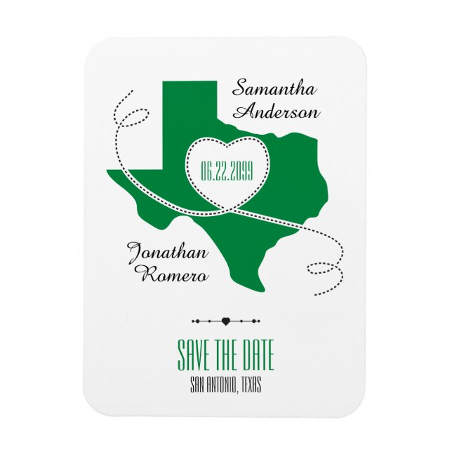 Green Texas Curling Ribbon Save the Date Magnet (Vertikal)