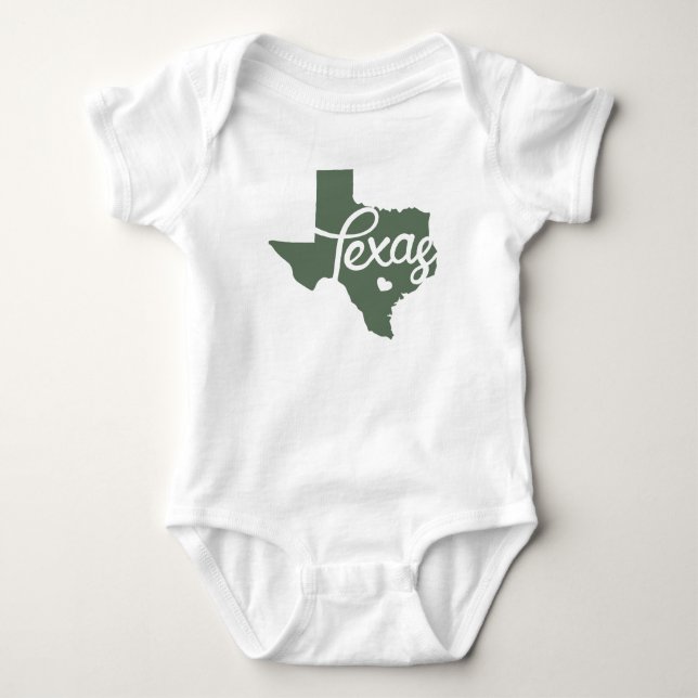 Green Texas Heart Baby Strampler (Vorderseite)