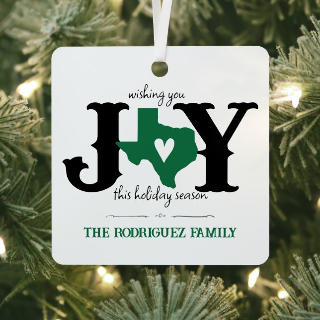 Green Texas JOY Foto Holiday Ornament Aus Metall (InSitu)