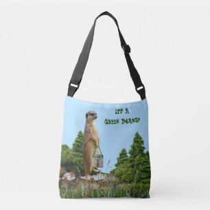 'Green Thang' Meerkat & Dragonfly (Hinterbild) Tragetaschen Mit Langen Trägern