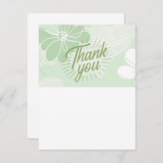 Green Thank You Note - Flat - Blank One Side Mitteilungskarte