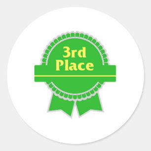 Green Third Place Ribbon Runder Aufkleber