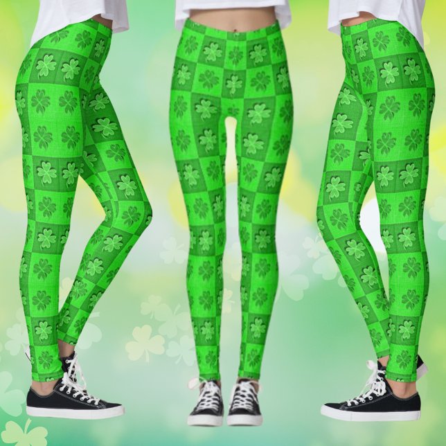 Green Three Leaf Closed Kleeblatt Muster Leggings (Green Three Leaf Clover Shamrock Pattern Leggings)