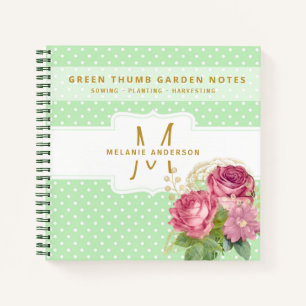 Green Thumb Gardeners Journal Pink Gold Rose Notizbuch