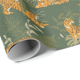 Green Tiger Jungle Safari Wrapping Paper Roll Geschenkpapier