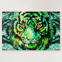 Green Tiger Puzzle - farbenfrohe Tiger Jigsaw Puzz