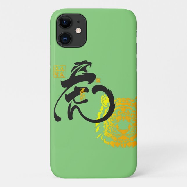 Green Tiger Symbol Chinoiserie Chic Case-Mate iPhone Hülle (Rückseite)