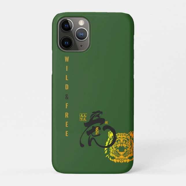 Green Tiger Wild & Free Chinoiserie Chic Case-Mate iPhone Hülle (Rückseite)
