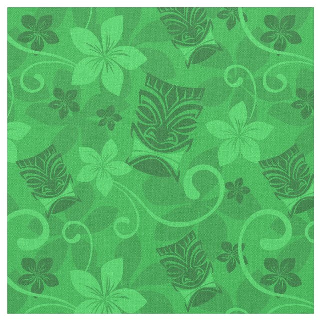 Green Tiki Mmasken Hawaiian Stoff (Nahaufnahme)