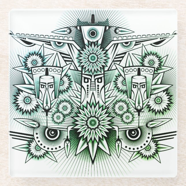 Green Tint für Tribal Design Glasuntersetzer (Vorderseite)