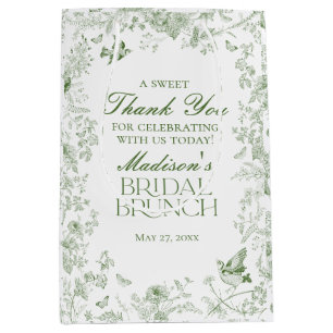 Green Toile De Jouy Floral Bridal Brunch Favoriten Mittlere Geschenktüte