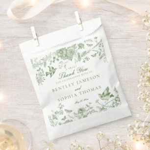 Green Toile De Jouy Vintag Blumendessert Geschenktütchen