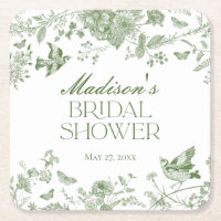 Green Toile De Jouy Vintag Floral Brautparty