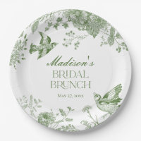Green Toile De Jouy Vintag Floral Bridal Brunch