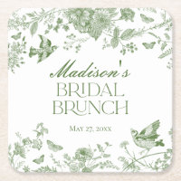 Green Toile De Jouy Vintag Floral Bridal Brunch