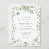 Green Toile De Jouy Vintage französische Blumenhoc