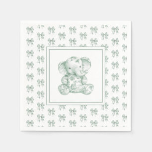 Green Toile Elephant Baby Dusche Serviette