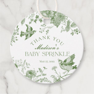 Green Toile Vintag Floral Baby Sprinkle Gefallen Geschenkanhänger