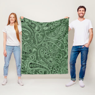 Green Tones floral Paisley Muster Fleecedecke