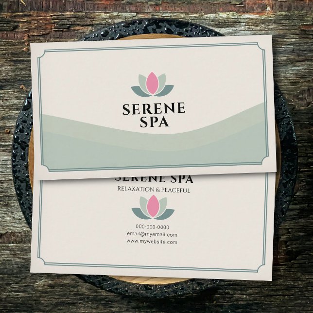 Green Tones Lotus Flower - Spa Salon Visitenkarte (Green Tones Lotus Flower - Spa Salon Business Card)