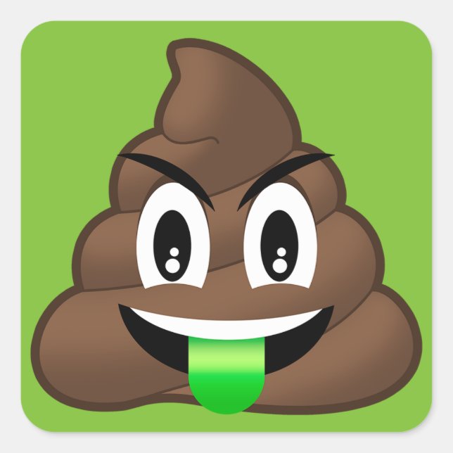Green Tongue Crazy Kackte Emoji Quadratischer Aufkleber (Vorderseite)