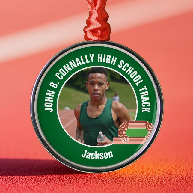 Green Track & Field Photo High School Christmas Ornament Aus Metall (Von Creator hochgeladen)