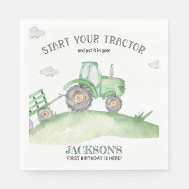 Green Tractor birthday napkins Serviette