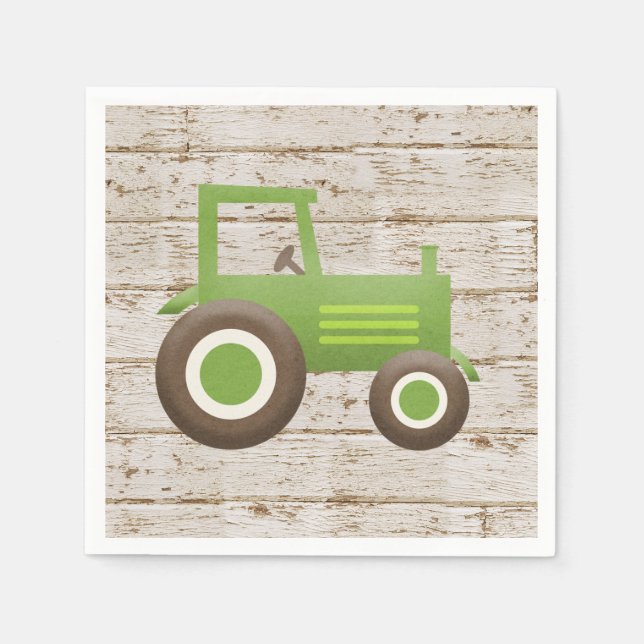 Green Tractor Farm Baby Shower Boy Serviette (Vorderseite)