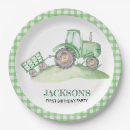 Green Tractor Farm birthday paper plates Pappteller