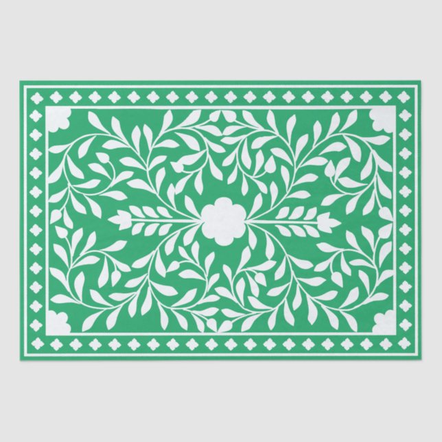 Green Traditional Bone Inlay Decoupage Paper Seidenpapier (Vorderseite)