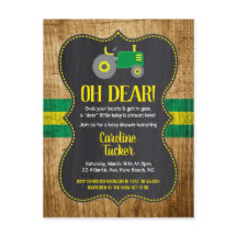 Green Traktor Baby Dusche Einladung Postkarte