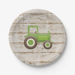 Green Traktor Farm Baby Dusche Pappteller