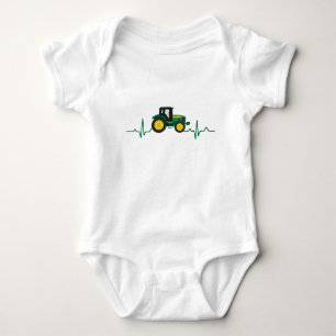 Green Traktor Heartbeat Baby Bodysuit Strampler