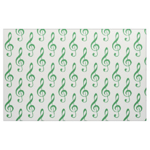 Green Treble Clef Muster Fabric Stoff