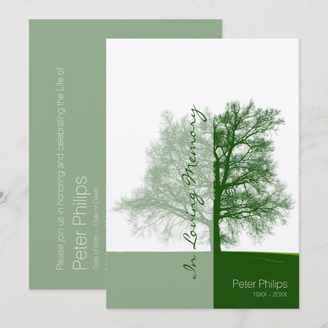 Green Tree 2 - Feier zum Lebensdenkmal Einladung (Vorne/Hinten)