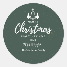 Green Tree Christmas Classic Round Sticker