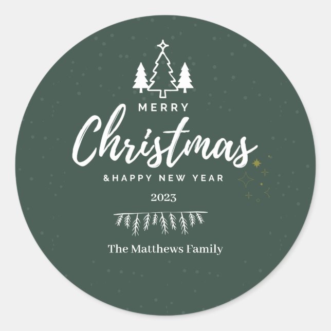 Green Tree Christmas Classic Round Sticker (Vorderseite)