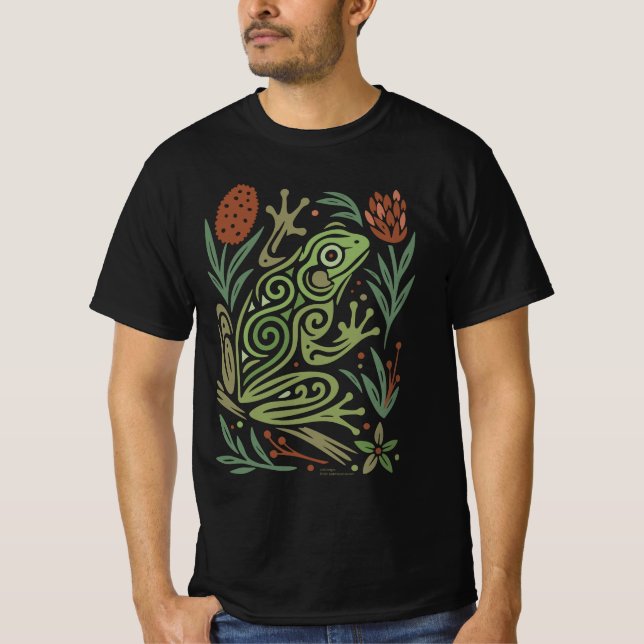 Green Tree Frog Australian Wildlife Tattoo Art T-Shirt (Vorderseite)