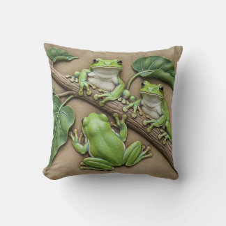 Green Tree Frogs Throw Cushion Kissen